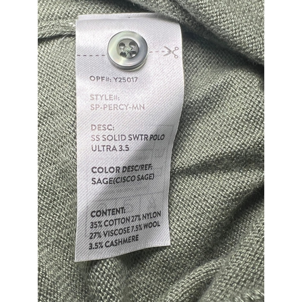 Precedent Los Angeles Cashmere Polo Mens XL Green  Sweater SP-PERCY-MN‎ Preppy - Picture 8 of 9